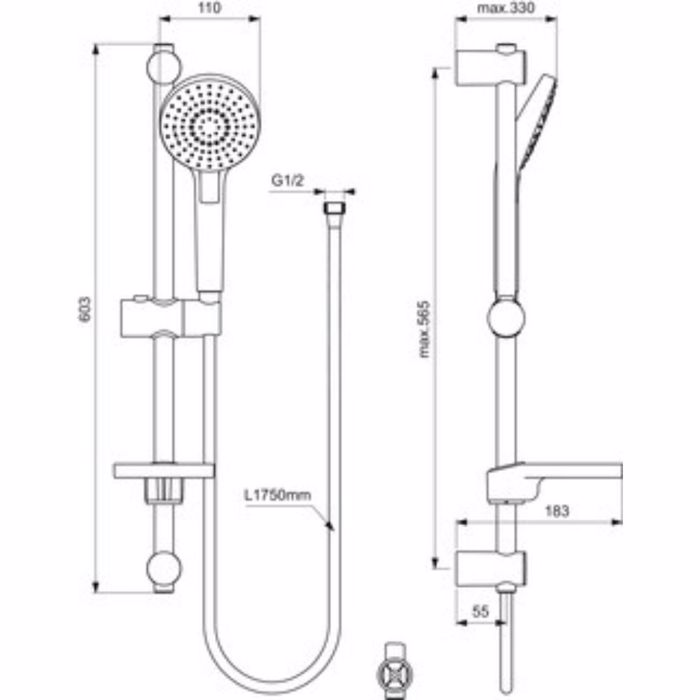 IDEAL STANDARD IDEALRAIN KIT NTOuS EVO ROUND (BERG 60cm. TILEFONO 3F F11. SPIRAL I/F) XROME B2620AA