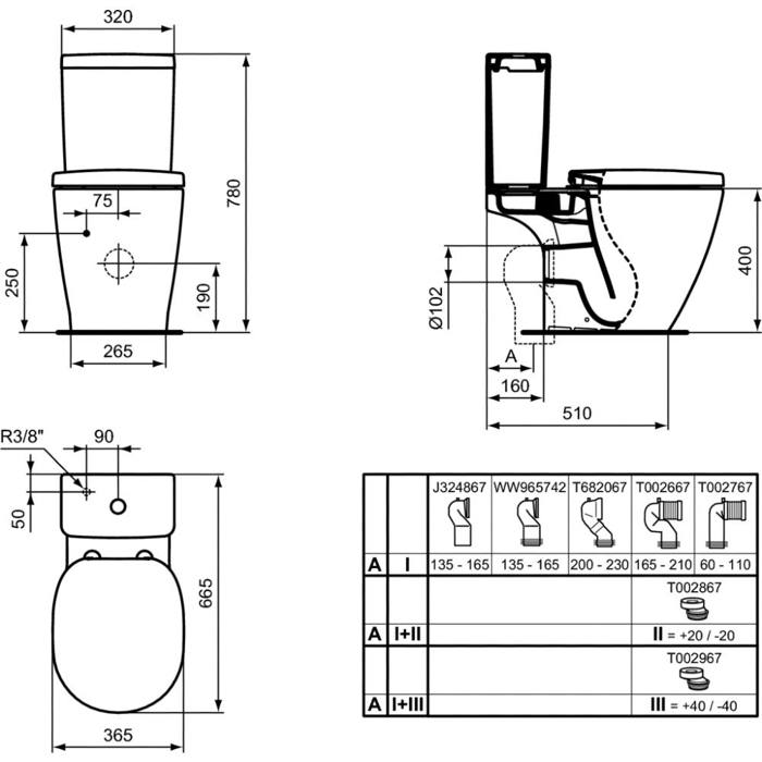 LEKANI X.P. IDEAL STANDARD CONNECT WC PACK AQUABLADE E046301