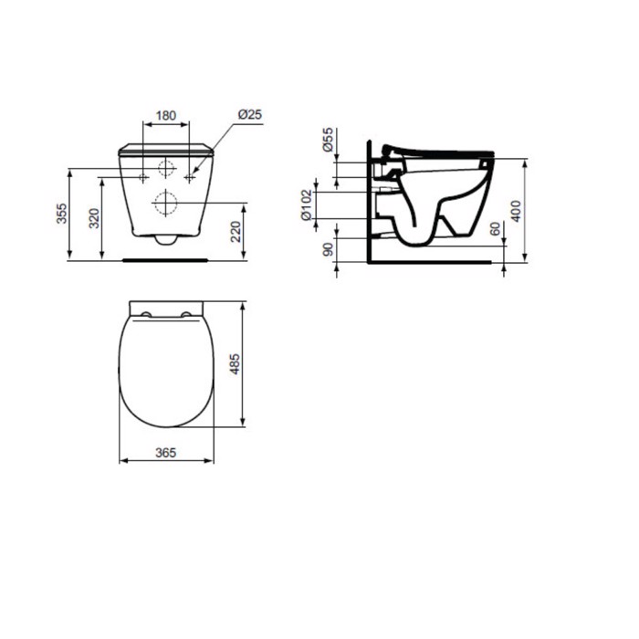 LEKANI KREMASTI IDEAL STANDARD CONNECT SPACE WC PACK 48.5ek. E121901