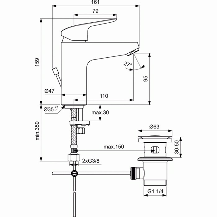 IDEAL STANDARD CERAFLEX MPATARIA NIPTIRA GRANDE ME AuTOMATI BALBIDA XROME B1713AA