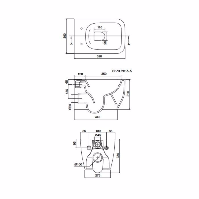 LEKANI SCARABEO TEOREMA 5126 CLEAN FLUSH KREMASTI 52 CM 512600SC-300