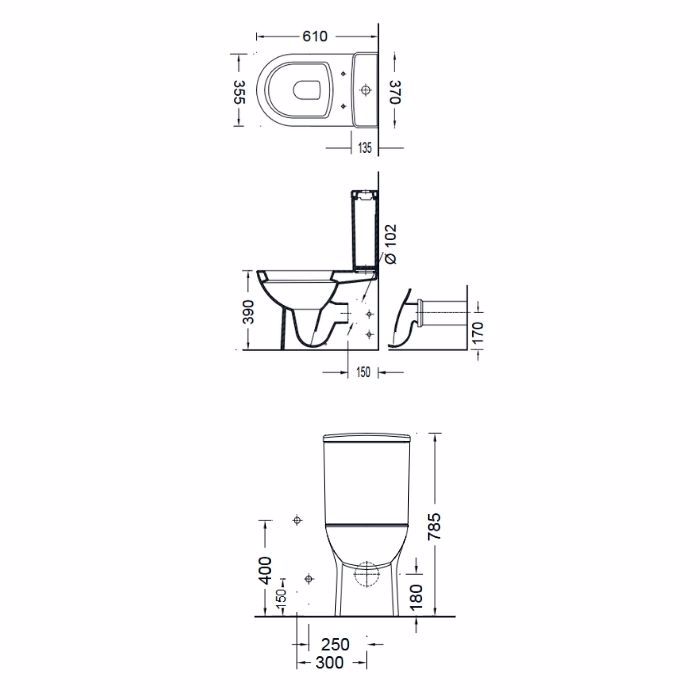 LEKANI SEREL VELA 6712 RIMLESS XP BACK TO WALL 61CM 671200SC-300