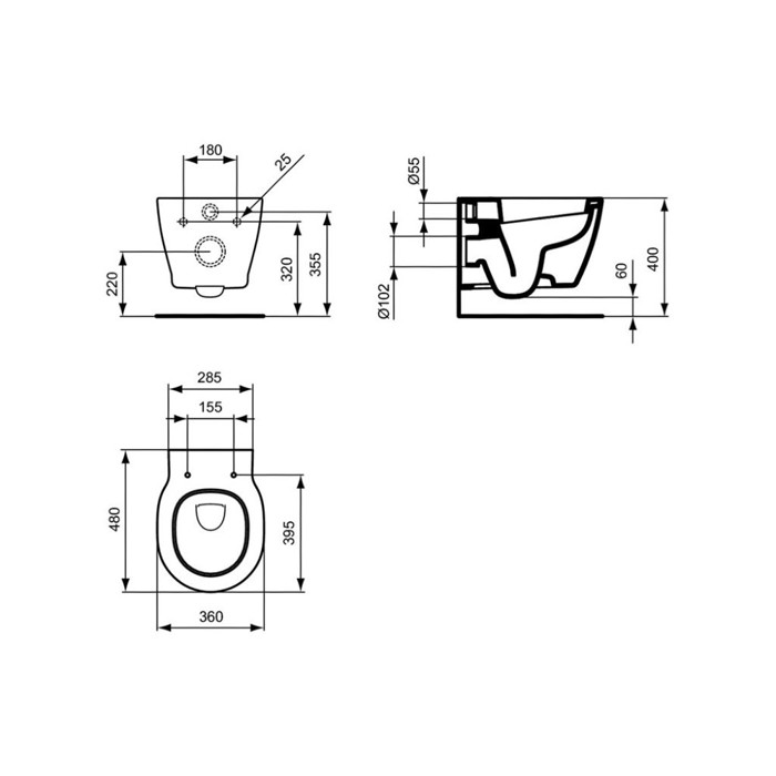 LEKANI KREMASTI IDEAL STANDARD CONNECT SPACE WC PACK 48.5ek. E121801
