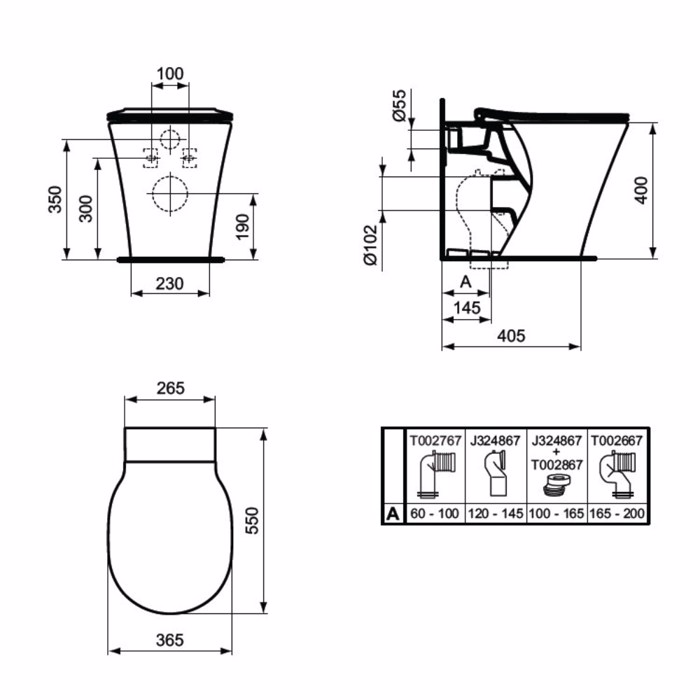 LEKANI u.P. IDEAL STANDARD CONNECT AIR AQUABLADE BACK TO WALL E004901