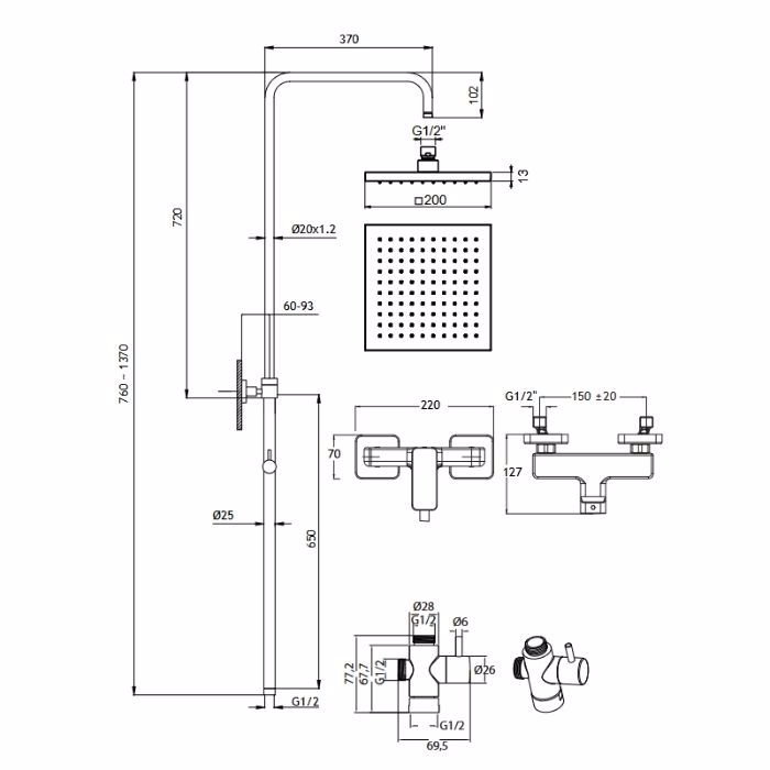 STILI NTOuS 2 EXODON EURORAMA QUADRA INOX FINISH 144065-110