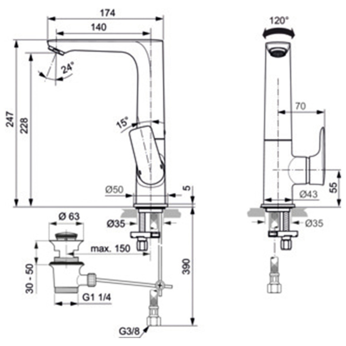 IDEAL STANDARD CONNECT AIR ANAMIKTIKI MPATARIA MPATARIA NIPTIROS ME PsILO KORMO KAI BALBIDA A7020GN