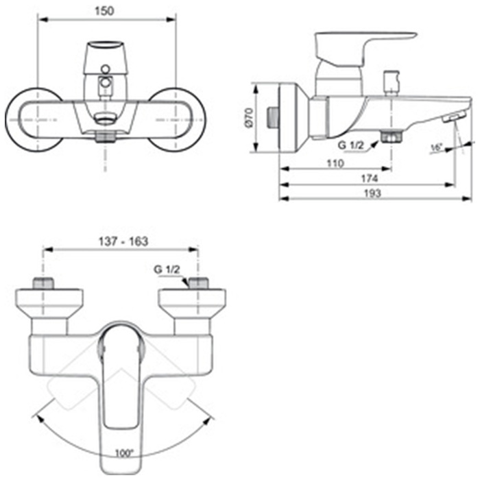 IDEAL STANDARD CONNECT AIR EPITOIXI ANAMIKTIKI MPATARIA LOuTROu (MONO KORMOS) A7033A2