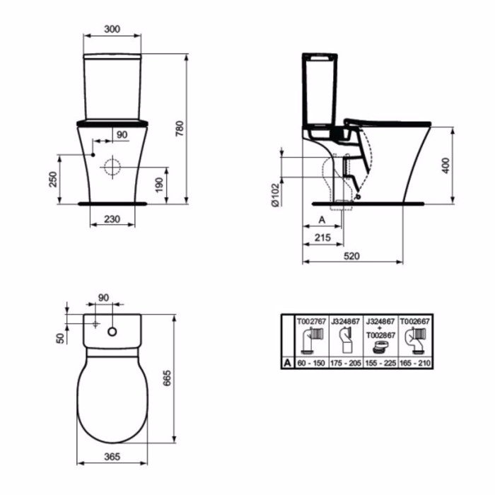 LEKANI X.P. IDEAL STANDARD CONNECT AIR AQUABLADE E009701 KOMPLE