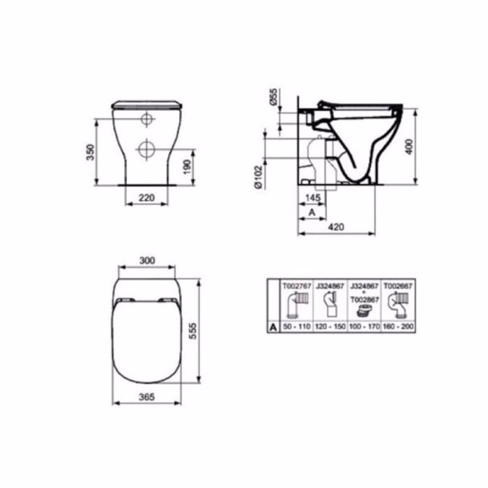 IDEAL STANDARD TESI LEKANI uP T007701 & KAThISMA SOFT CLOSING T352701 PLIRES SET
