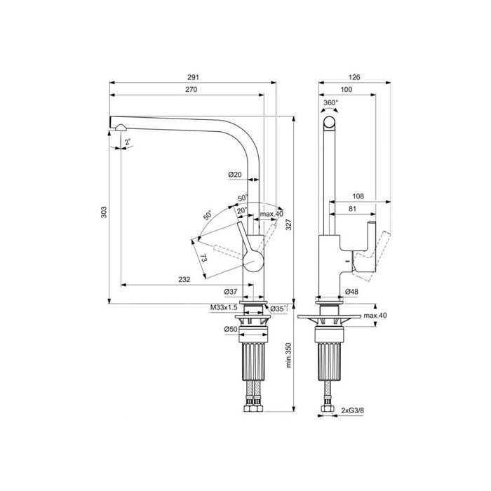 IDEAL STANDARD GUSTO MPATARIA KOuZINAS ME PsILO ROuXOuNI BD418AA