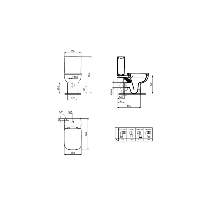 IDEAL STANDARD i.life A LEKANI X.P. T554901 PLIRES SET