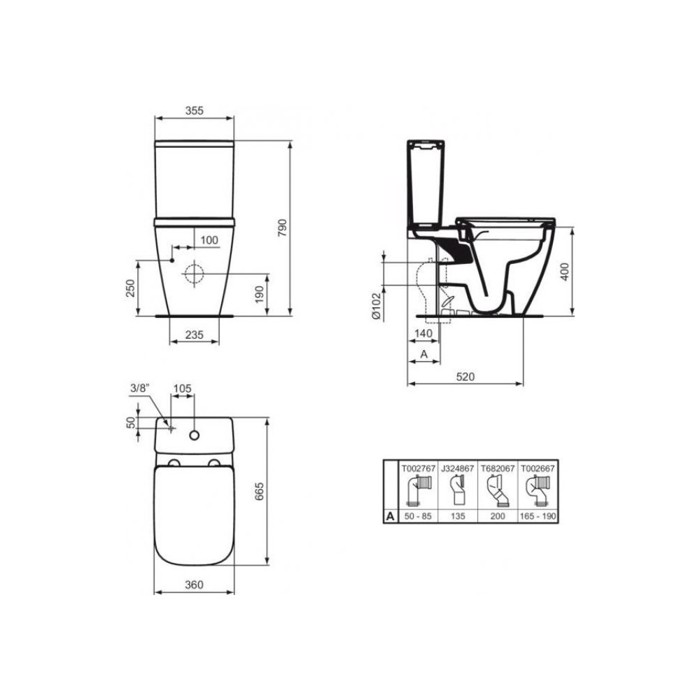 IDEAL STANDARD i.life B LEKANI X.P. T461201 PLIRES SET