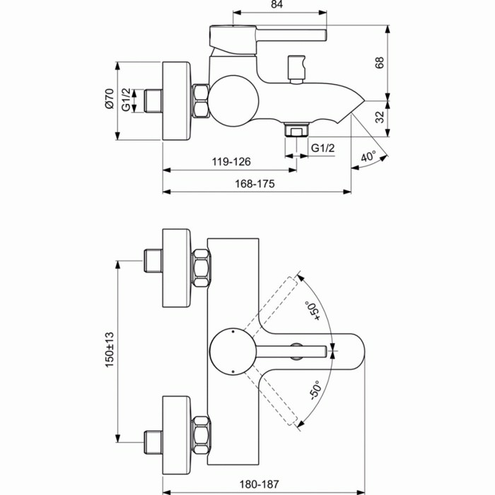 IDEAL STANDARD CERALINE MPATARIA LOuTROu MONO KORMOS XROME BC199AA