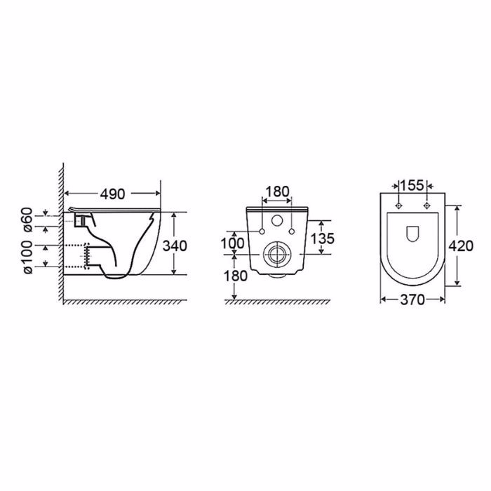 LEKANI BIANCO CERAMICA MAYA MY 110 RIMLESS KREMASTI 49 CM MY11000SC-300