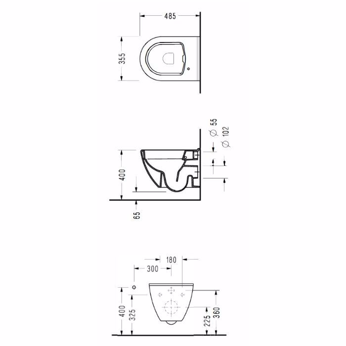 LEKANI SEREL SMART SM 36B RIMLESS ME MPINTE KREMASTI 48.5CM SM36B00SC-300