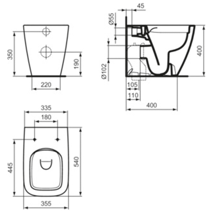 LEKANI KREMASTI IDEAL STANDARD I.LIFE B BACK TO WALL T461601