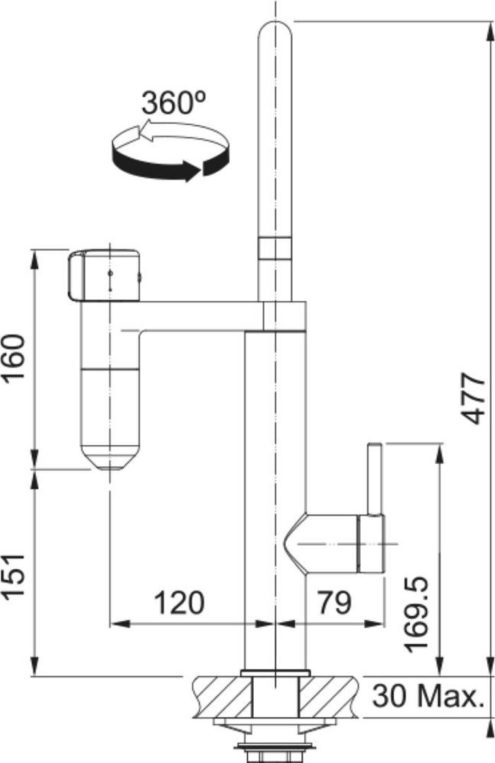 FRANKE MPATARIA KOuZINAS FRANKE VITAL CAPSULE MYTHOS ANAMEIKTIKI CHROME/GUN METAL 120.0621.229