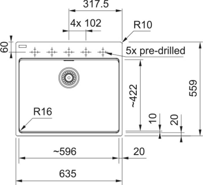FRANKE NEROXuTIS MARIS CARE FRAGRANITE BOWL ENThETOS MRG 610-60 FTL CARE MATTE BLACK