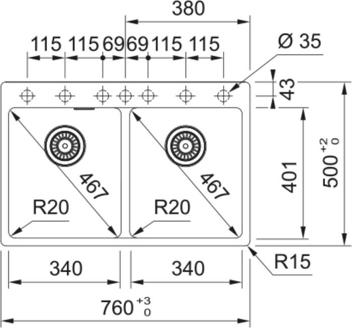 FRANKE NEROXuTIS CENTRO ENThETOS MARIS 620-34-34 POLAR WHITE