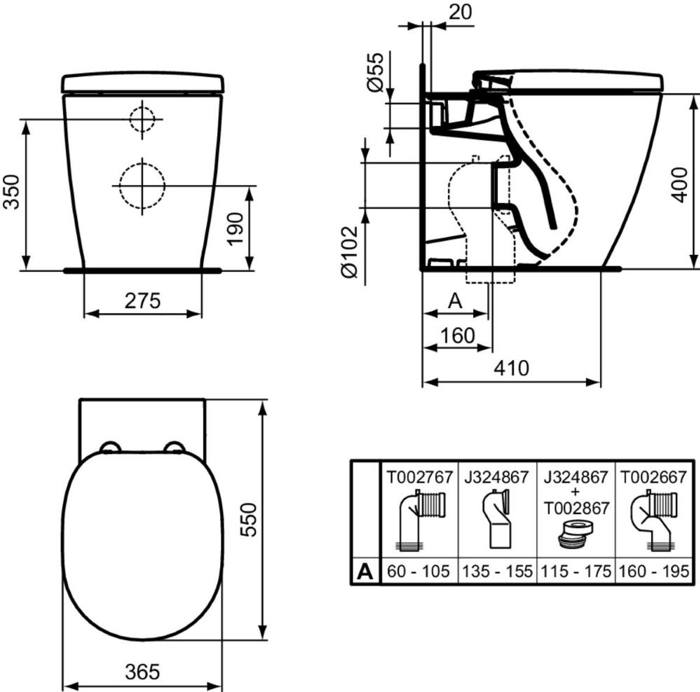 IDEAL STANDARD CONNECT LEKANI uP  E052401 & KAThISMA SOFT CLOSING E772401 PLIRES SET