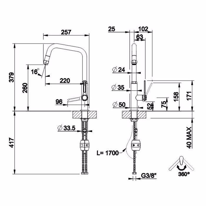 GESSI MPATARIA KOuZINAS OFFICINE 60053-149 INOX FINISH