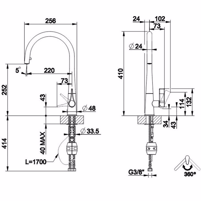 GESSI MPATARIA KOuZINAS PROTON 17153-149 INOX FINISH