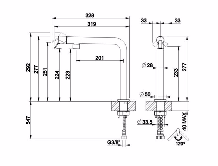 GESSI MPATARIA KOuZINAS FISSO 60073-031 CHROME
