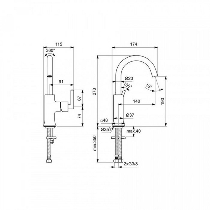 IDEAL STANDARD JOY-NEO MPATARIA NIPTIRA ME METALLIKI BALBIDA XROME BD149AA