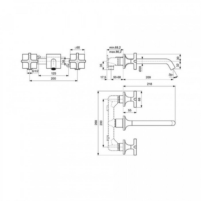 IDEAL STANDARD JOY-NEO ENTOIXIZOMENI MPATARIA NIPTIRA ME ROuXOuNI 210mm XROME BD153AA