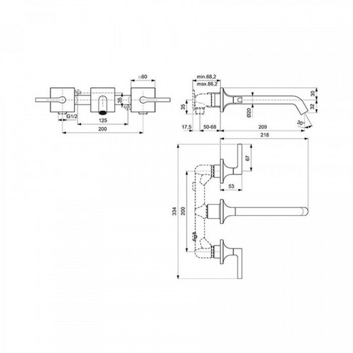 IDEAL STANDARD JOY-NEO ENTOIXIZOMENI MPATARIA NIPTIRA ME ROuXOuNI 210mm XROME BD154AA