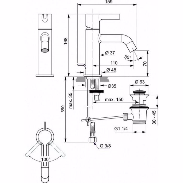 IDEAL STANDARD JOY ANAMIKTIKI MPATARIA NIPTIRA 1 OPIS ME METALLIKI AuTOMATI BALBIDA XROME BC775AA