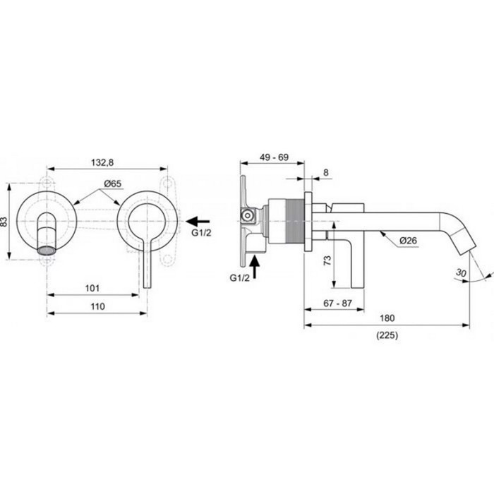 IDEAL STANDARD JOY ENTOIXIZOMENI ANAMIKTIKI MPATARIA NIPTIRA ME ROuXOuNI 180mm BRUSHED GOLD A7378A2