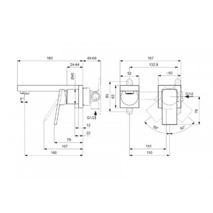 IDEAL STANDARD EXTRA ENTOIXIZOMENI ANAMIKTIKI MPATARIA NIPTIRA ME ROuXOuNI 160mm XROME BD509AA