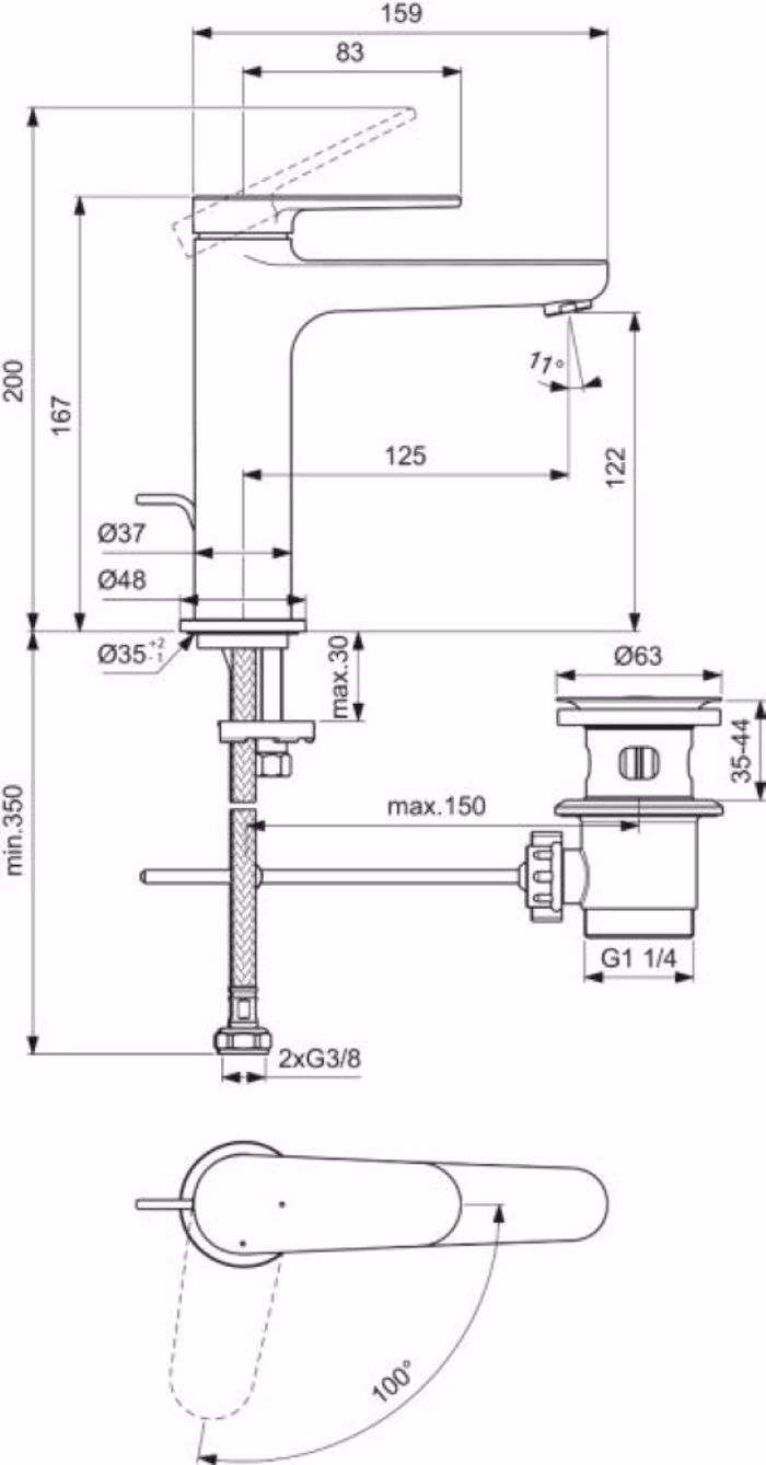 IDEAL STANDARD CERAFINE O NUOVO MPATARIA NIPTIRA ME METALLIKI BALBIDA CLICK-CLACK XROME BD772AA
