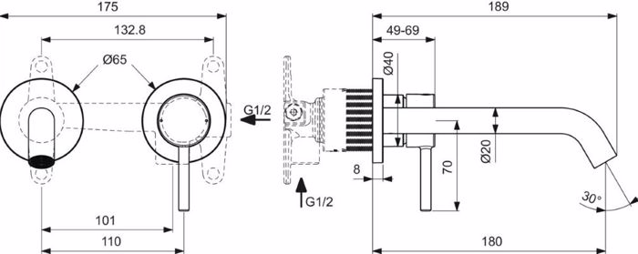IDEAL STANDARD CERALINE NUOVO MPATARIA NIPTIRA ME CLICK-CLACK BALBIDA SILK BLACK BD759XG