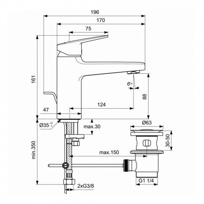IDEAL STANDARD CERAPLAN MPATARIA NIPTIROS ME AuTOMATI BALBIDA SILK BLACK BD227XG