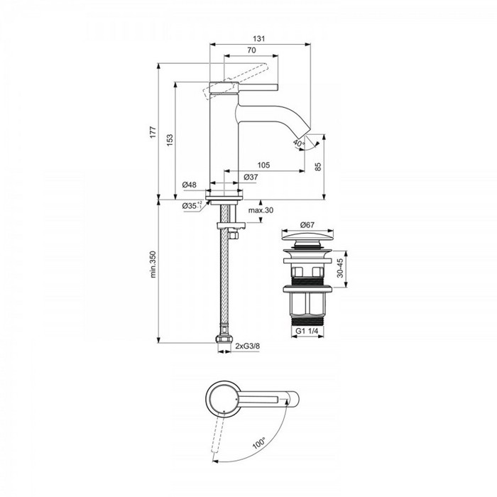 IDEAL STANDARD CERALINE NUOVO MPATARIA NIPTIRA ME CLICK-CLACK BALBIDA XROME BD759AA