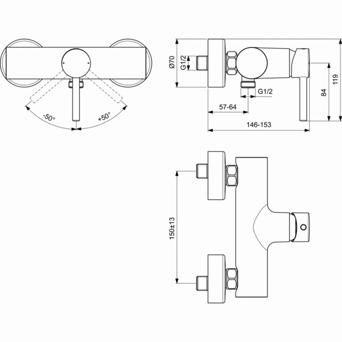 IDEAL STANDARD CERALINE MPATARIA NTOuS MONO KORMOS XROME BC200AA