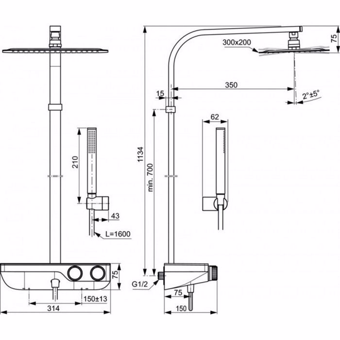 IDEAL STANDARD CERATHERM S200 SuSTIMA NTOuS ThERMOSTATIKIS MPATARIAS ME TETRAGNI KEFALI NTOuS XROME A7332AA