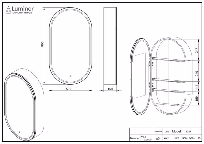 KAThREFTIS LED NTOuLAPI LUMINOR JASS 50x90ek 5027
