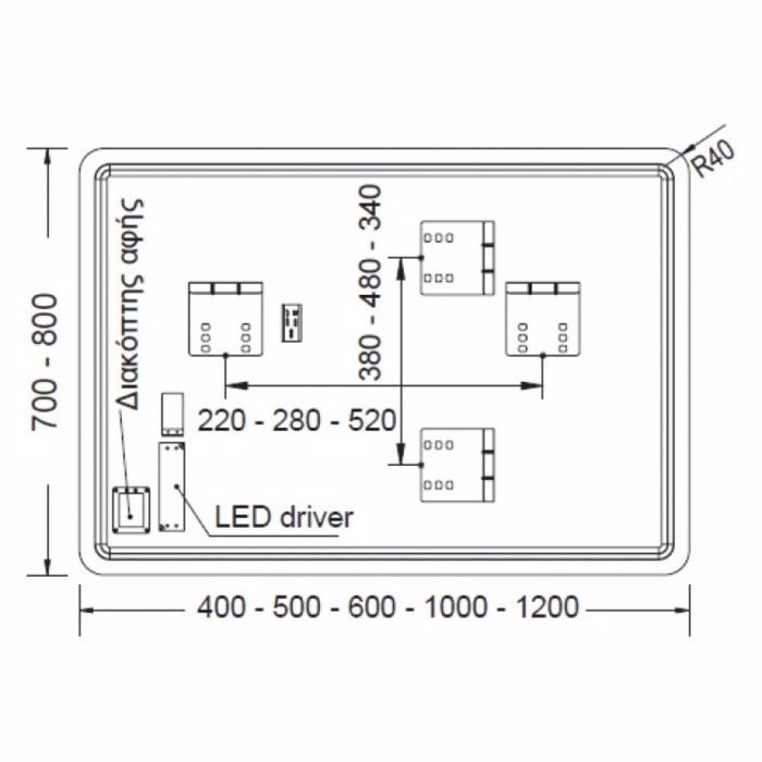 KAThREFTIS LED LUMINOR JOY 40x70ek JOY4070