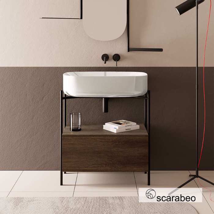 SCARABEO EPIPLO MPANIOu LAILA 75/HI-BOX 74x43x90cm BLACK MATT ME NIPTIRA MOON 5502 WHITE 270312-NROP89