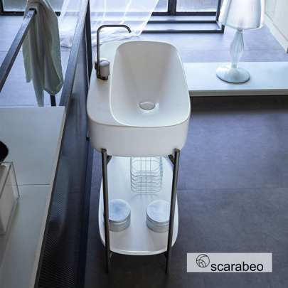 SCARABEO ΕΠΙΠΛΟ ΜΠΑΝΙΟΥ LAILA 75/HI-BOX 74x43x90cm ΜΕ ΣΥΡΤΑΡΙ ΚΑΙ ΝΙΠΤΗΡΑ MOON 5505 WHITE 270312-NROP300