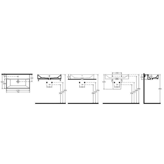 NIPTIRAS BIANCO CERAMICA TETRA N 70x42cm 32070-300
