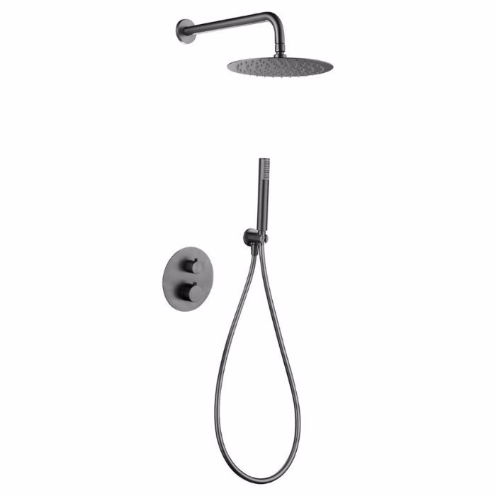 IMEX GENOVA ThERMOSTATIKO SET ENTOIXISMOu LOuTROu ME BRAXIONA TOIXOu BLACK GUN METAL GTG053/BGM