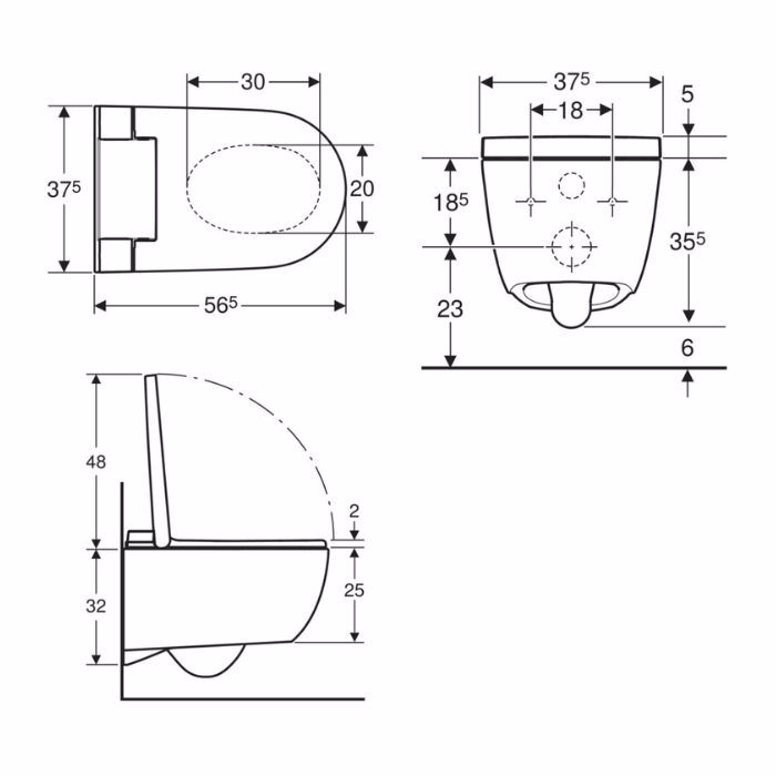 LEKANI ILEKTRONIKI GEBERIT AQUACLEAN ALBA 56.5 CM RIMLESS SET LEuKO GALISTERO 146.350.01.1