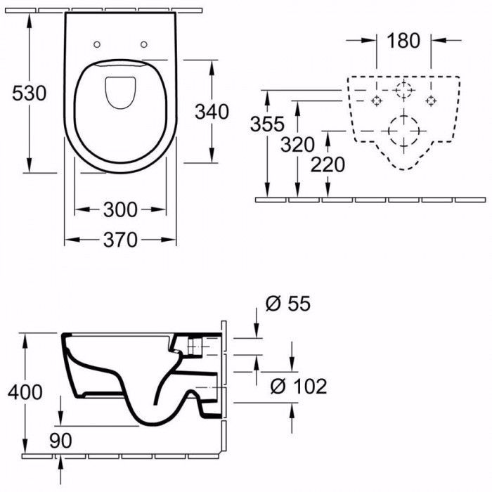 LEKANI VILLEROY & BOCH AVENTO 53 CM DIRECTFLUSH RIMLESS KOMPLE 5656R001