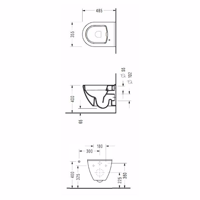 LEKANI SEREL SMART SM 36 RIMLESS KREMASTI 48.5CM SM3600SC-300