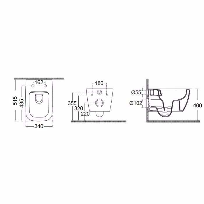 LEKANI BIANCO CERAMICA MIZO 3616 RIMLESS KREMASTI 51.5 CM 361600SC-300