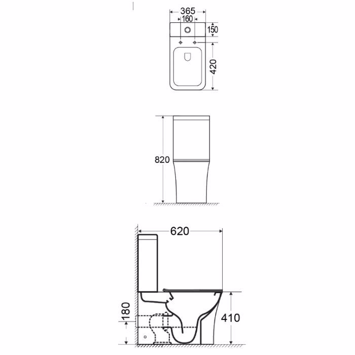 LEKANI BIANCO CERAMICA NORMA NR 121 RIMLESS XP BACK TO WALL 62 CM NR12100SC-300